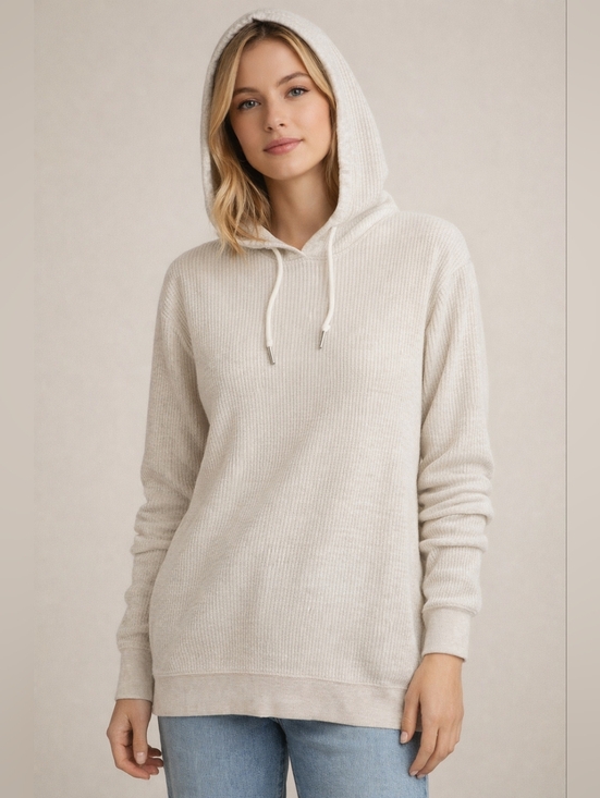 Simons Sweaters - Simons Cotton Waffle Knit Hoodie Sweater